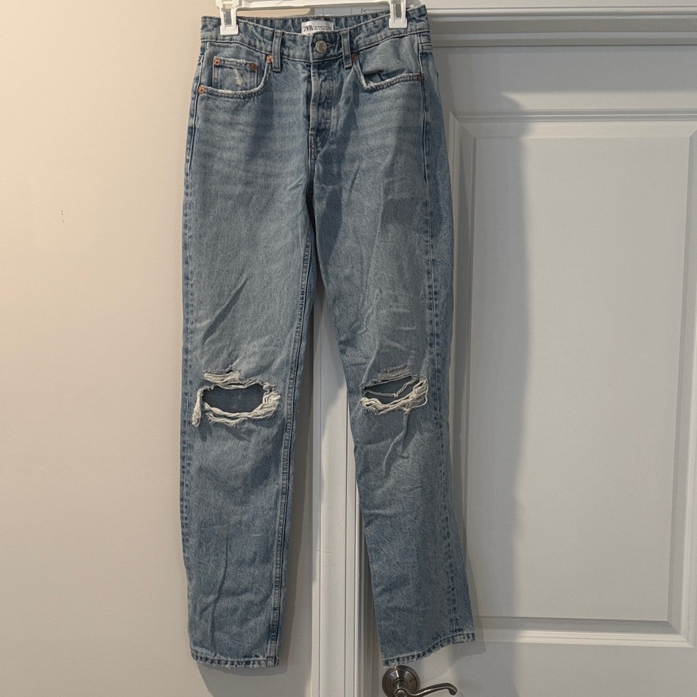 Zara Light Blue Straight Leg Jeans